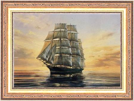 framed  unknow artist Seascape, boats, ships and warships. 110, Ta3070-1